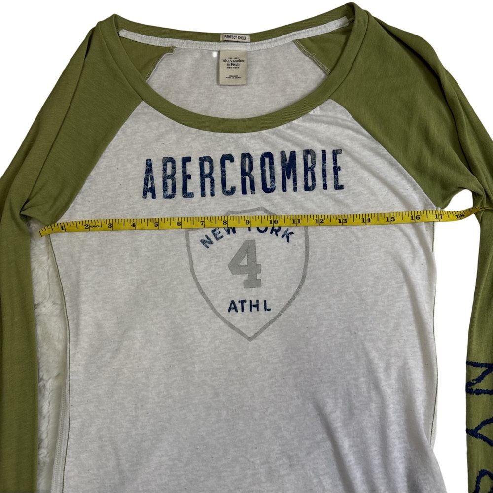 Abercrombie & Fitch Medium Green White Raglan Long Sleeve Shirt Tee Vintage NWOT - Picture 6 of 11